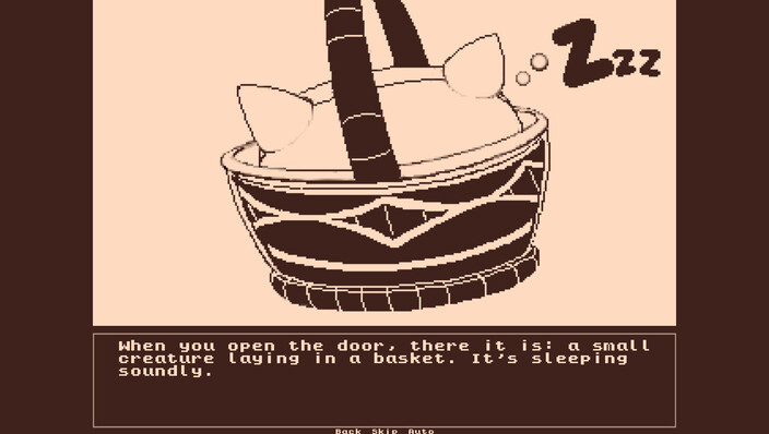 Screenshot showing a Monotype sleeping in a basket