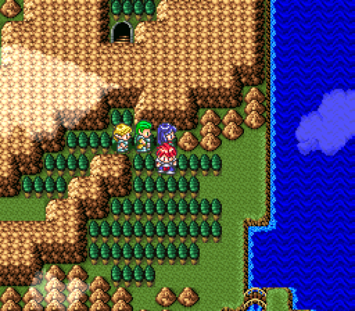 Screenshot showing the main party in the overworld