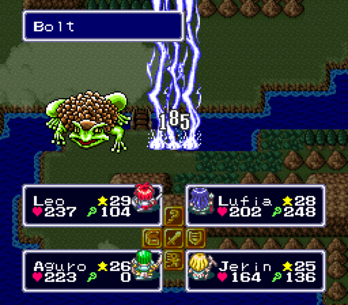 Screenshot showing a battle with random enemies