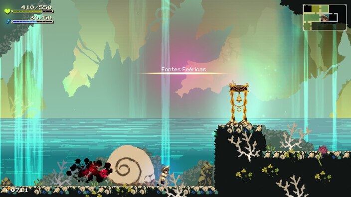 Beautiful scenery in the Fairy Springs, showing a body of water under an emerald sky