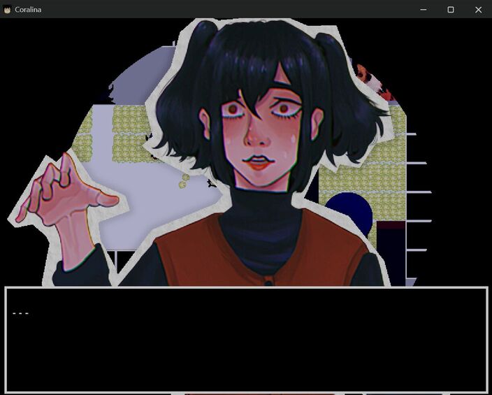 Coralina with a terrified expression