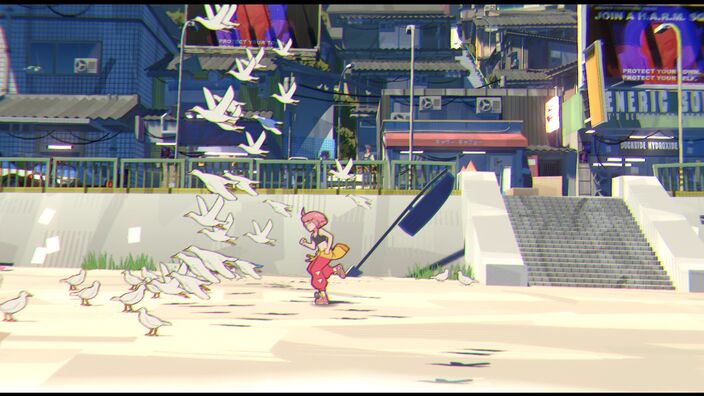 Beat jogging on the beach and a flock of seagulls flying