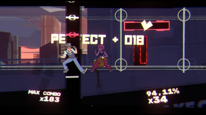 One of the &ldquo;fighting rhythm game&rdquo; sections